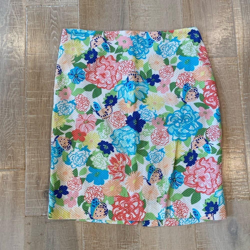 Talbots Petites Floral Butterfly Pencil Skirt
